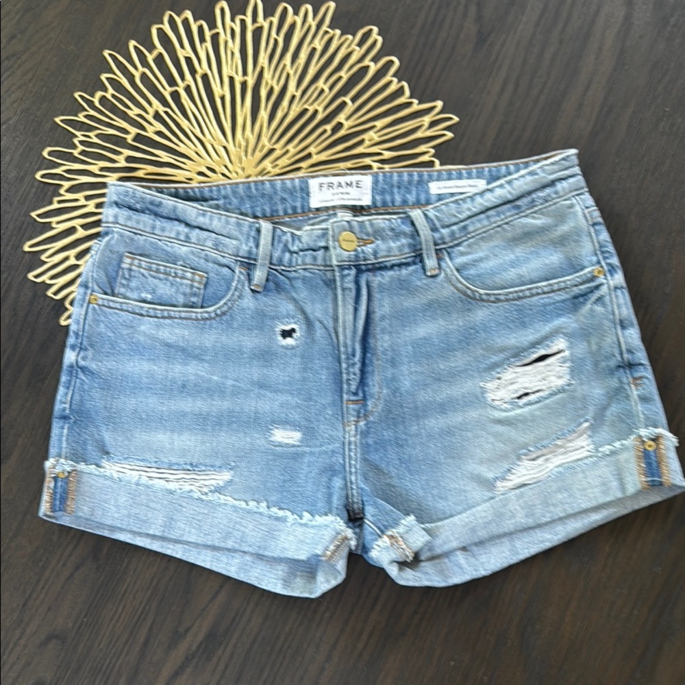 Frame Denim Women's Distressed Denim Shorts - Blue